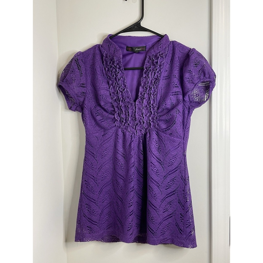 Heart Soul Vintage Y2K Ruffle Top Purple Women's Size S